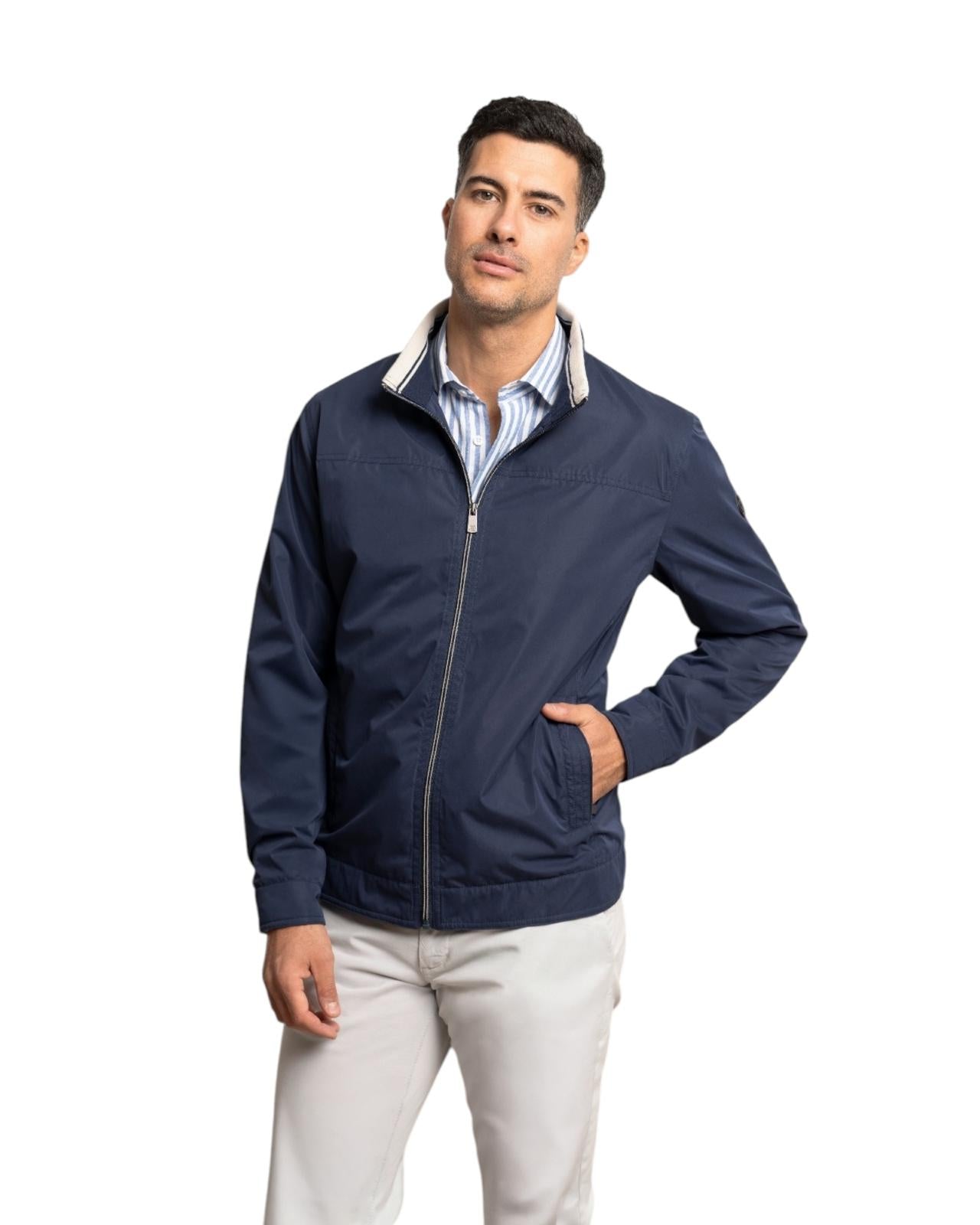 Roberto Bassi Chaqueta Estilo Harrington Algol Marino
