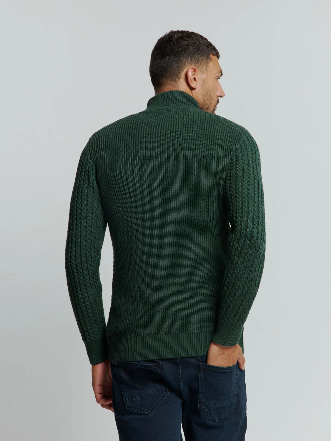 NXS Pullover Cuello Con Media Cremallera y boton No Excess Dark Green