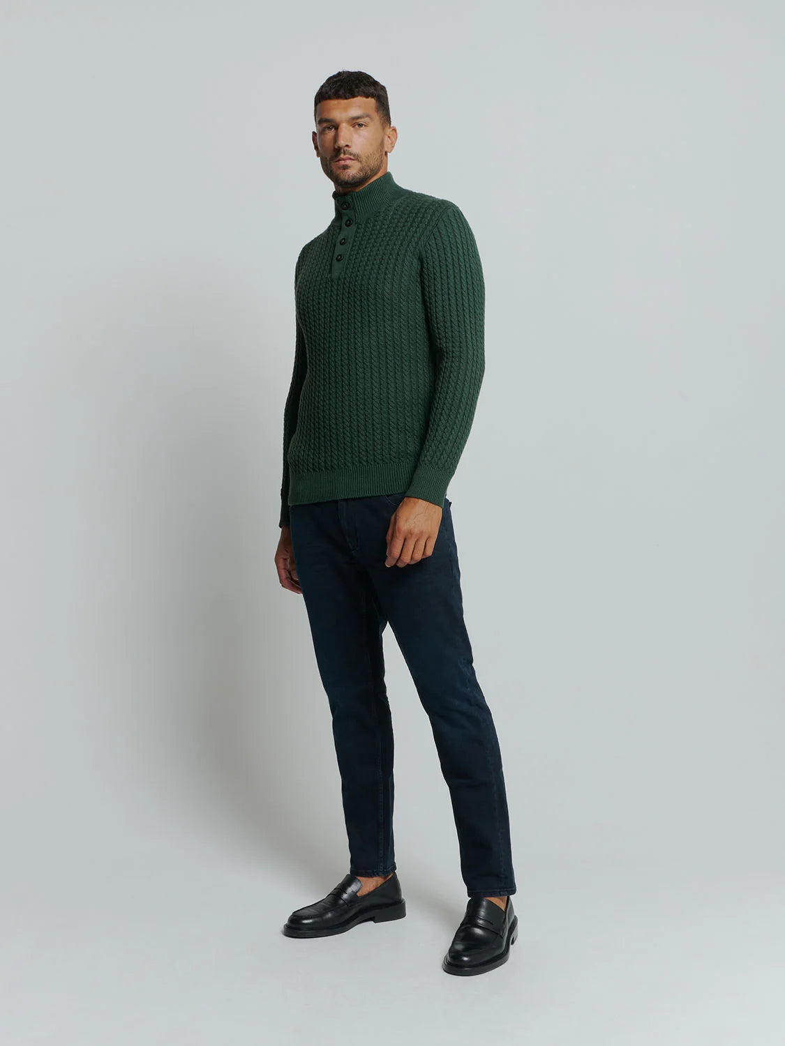 NXS Pullover Cuello Con Media Cremallera y boton No Excess Dark Green