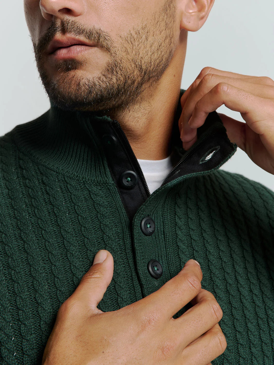NXS Pullover Cuello Con Media Cremallera y boton No Excess Dark Green