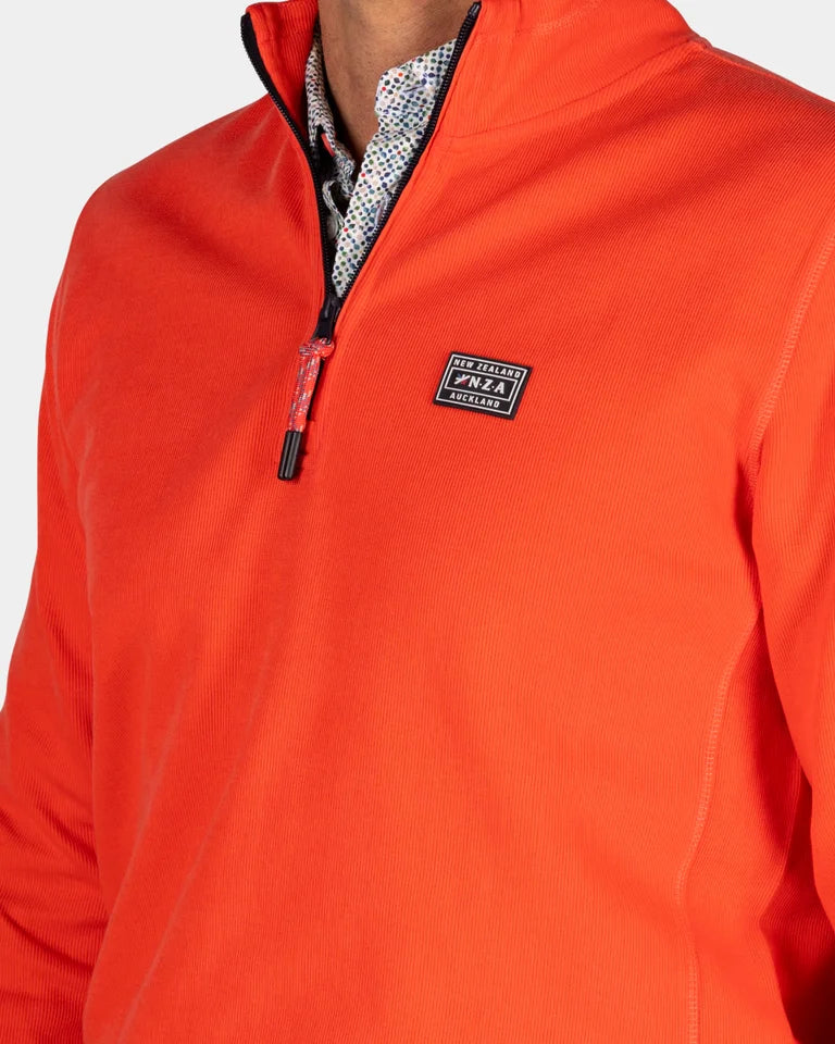 NZA Sueter Media Cremallera John New Zealand Auckland Red Orange