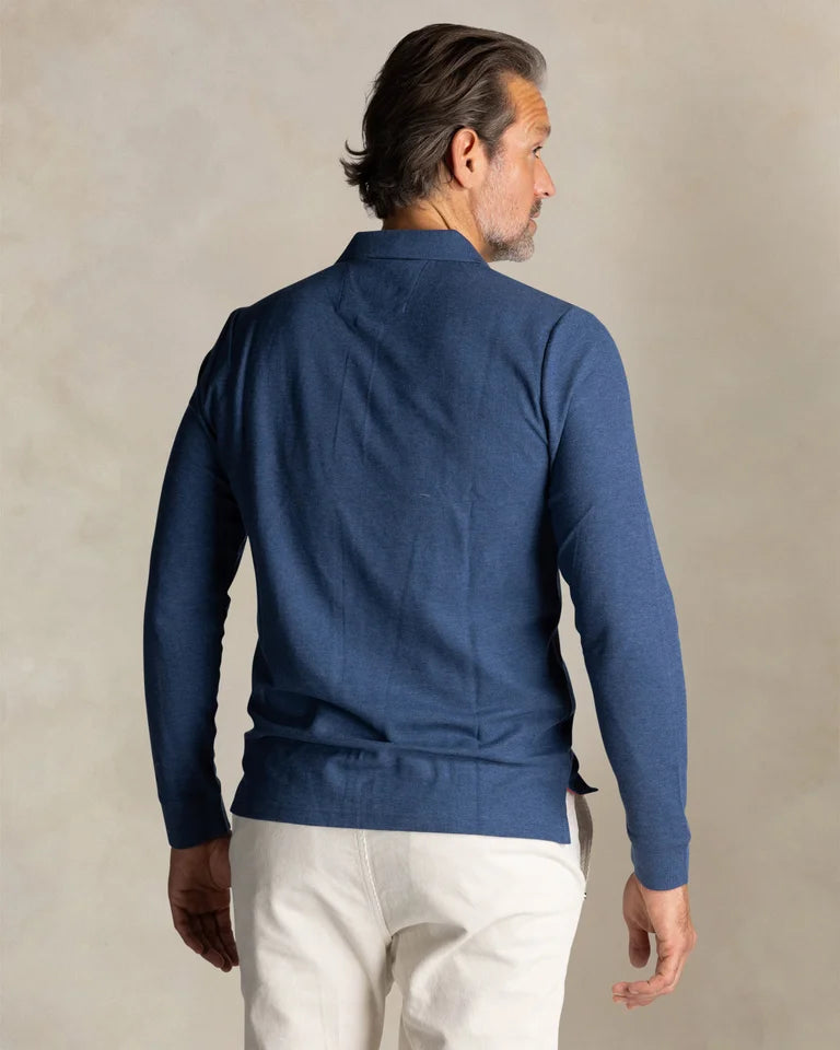 NZA Polo Manga Larga New Zealand Auckland Brillant Blue Melange