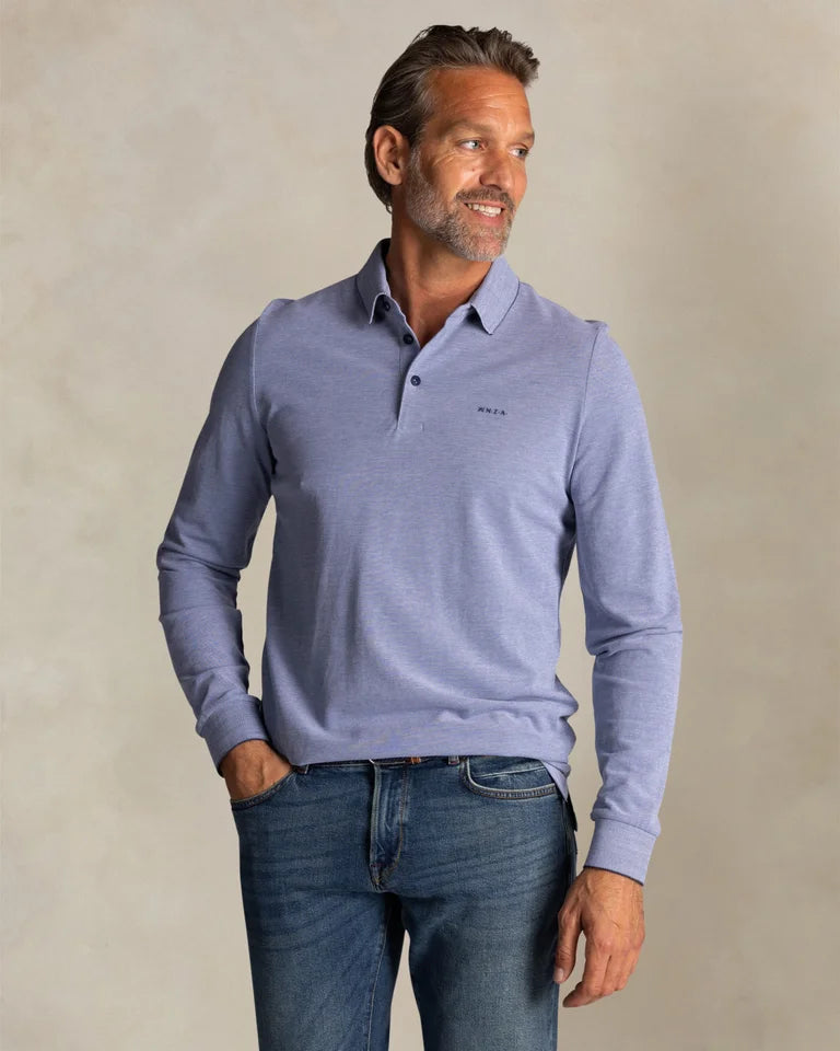NZA Polo Manga Larga New Zealand Auckland Brillant Blue Melange