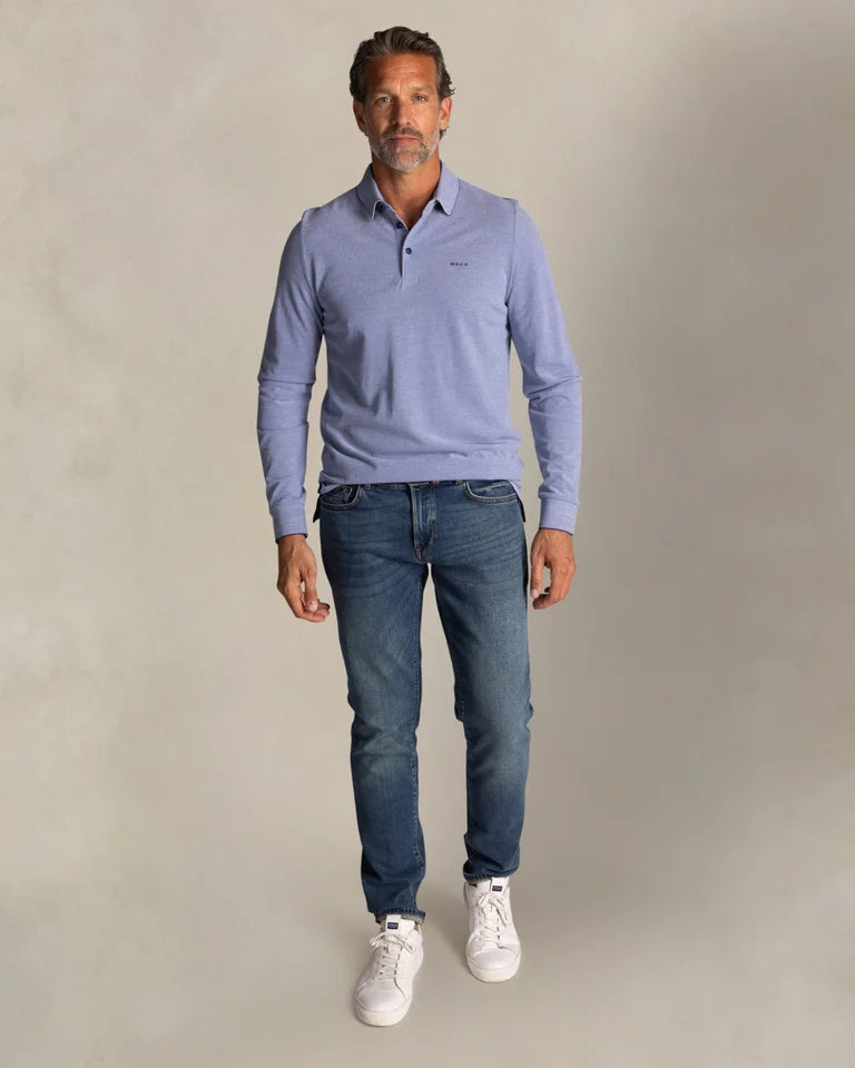 NZA Polo Manga Larga New Zealand Auckland Brillant Blue Melange