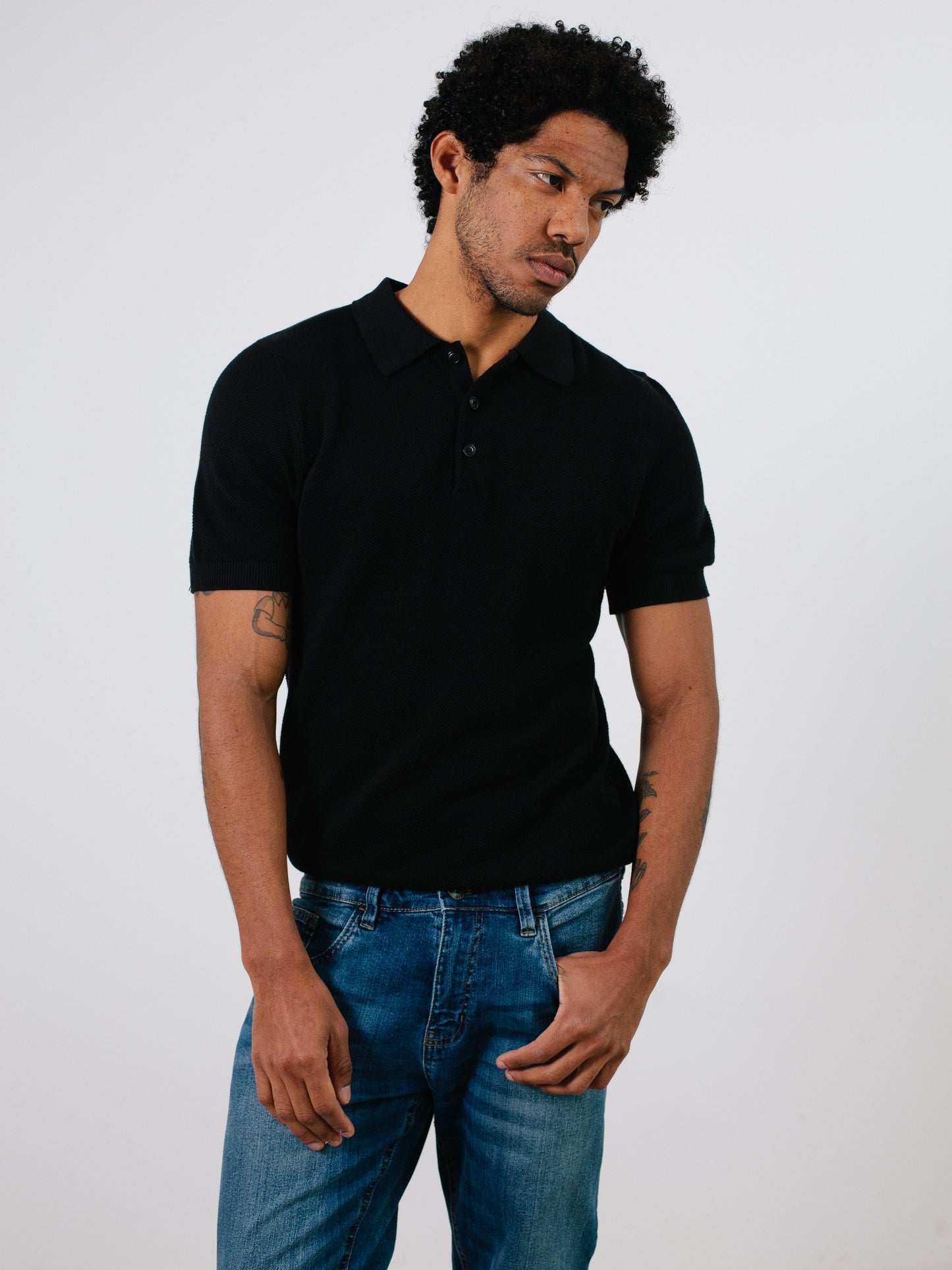Indicode Jeans Polo Manga Corta de Punto Invorm Negro