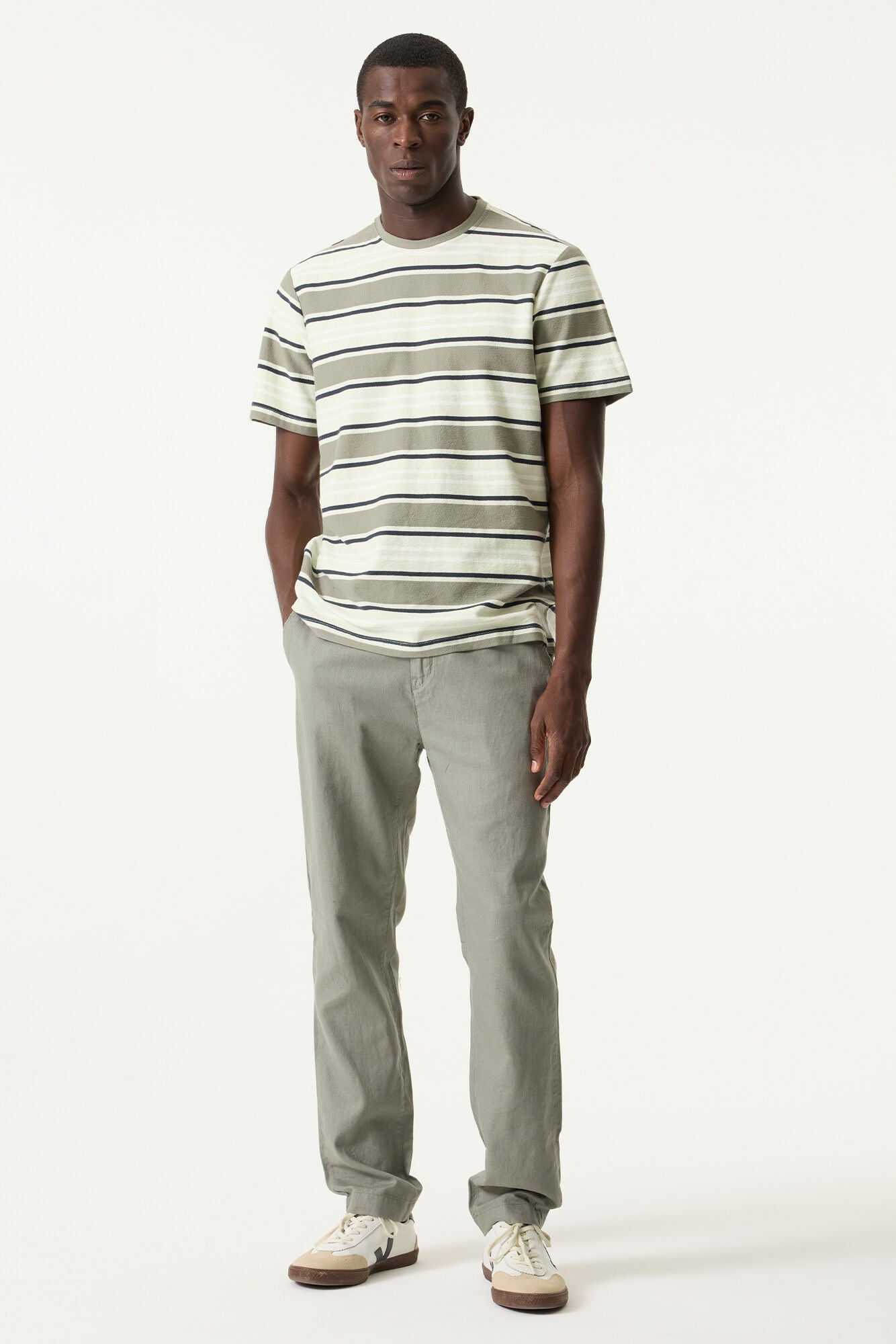 Garcia Jeans Pantalon de Lino Regular Shadow Sage