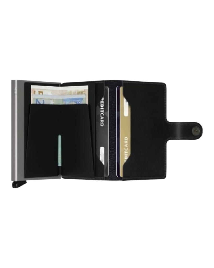 Tarjetero Automatico de Aluminio y Piel Negro