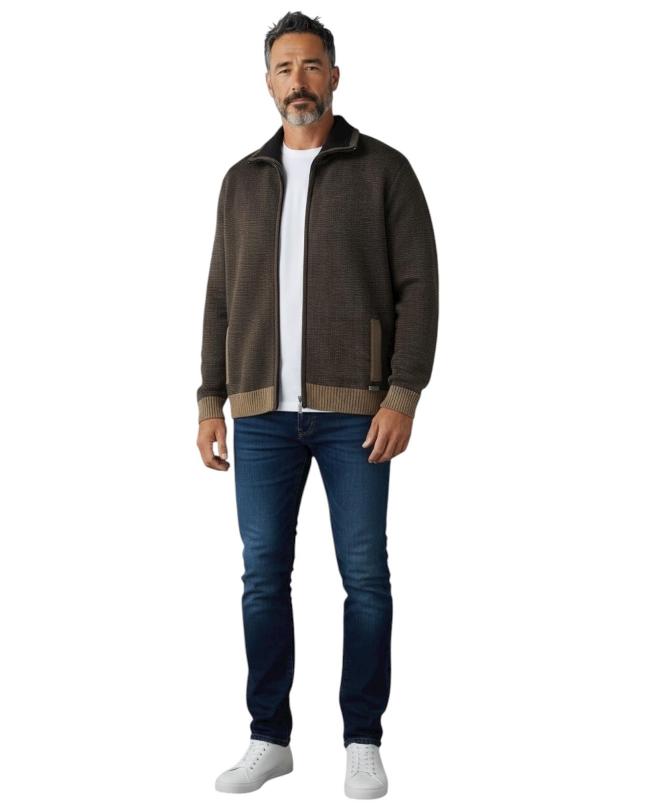 Tome Cardigan con Cremallera Brown