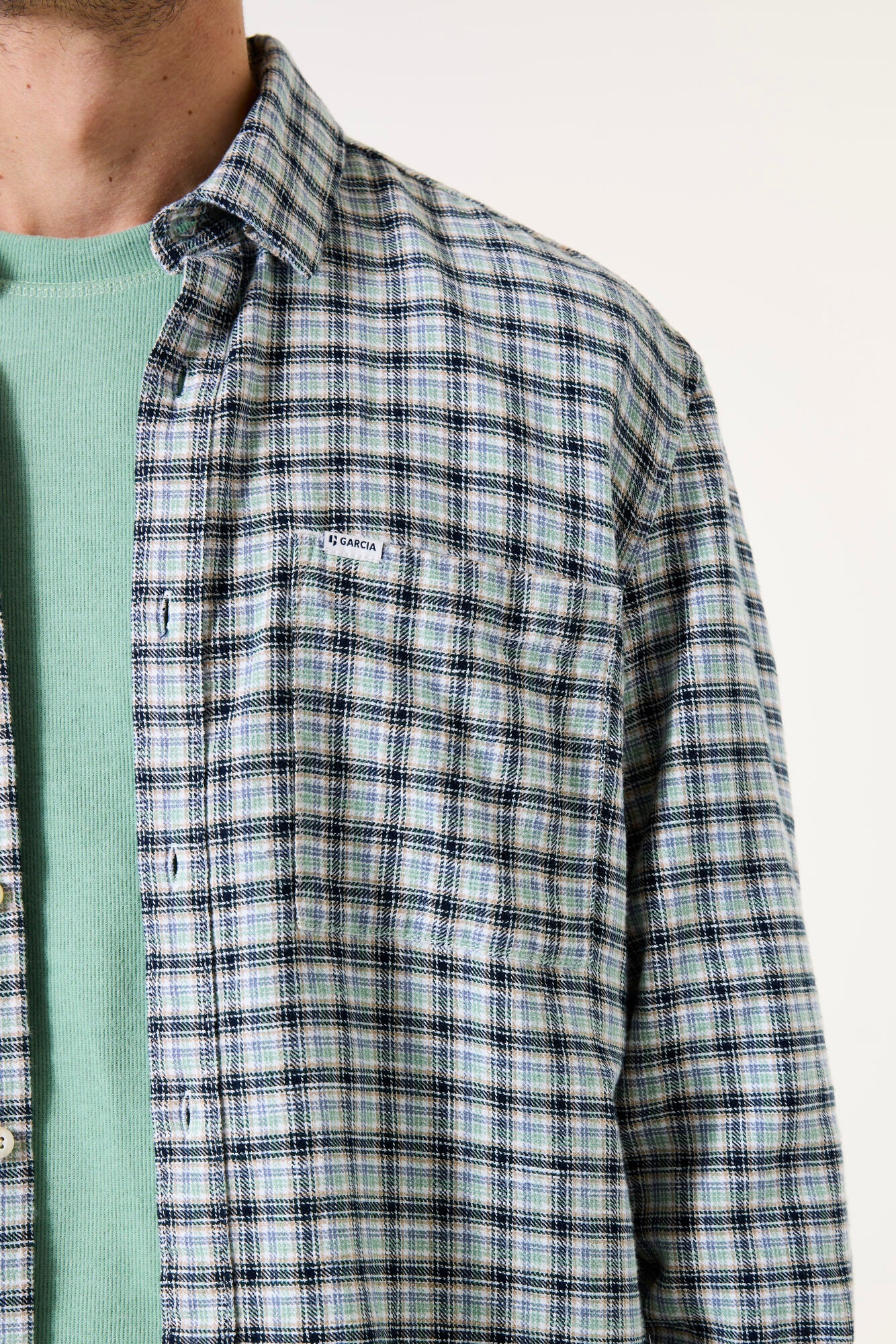 Garcia Jeans Camisa a Cuadros Off White