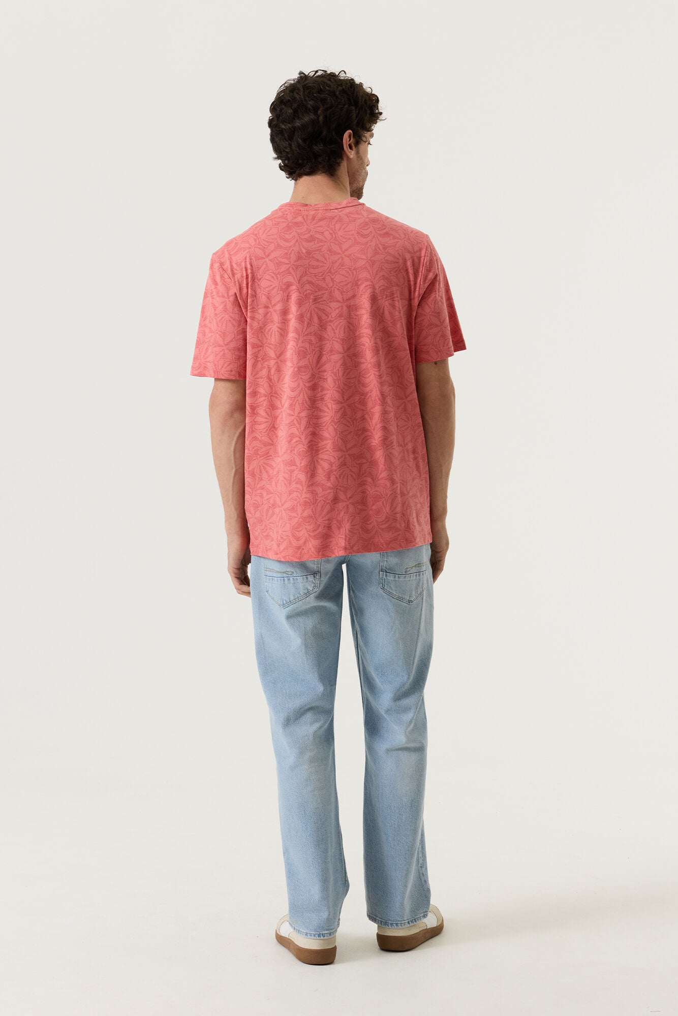 Garcia Jeans Camiseta Cuello Redondo Floral Deep Coral