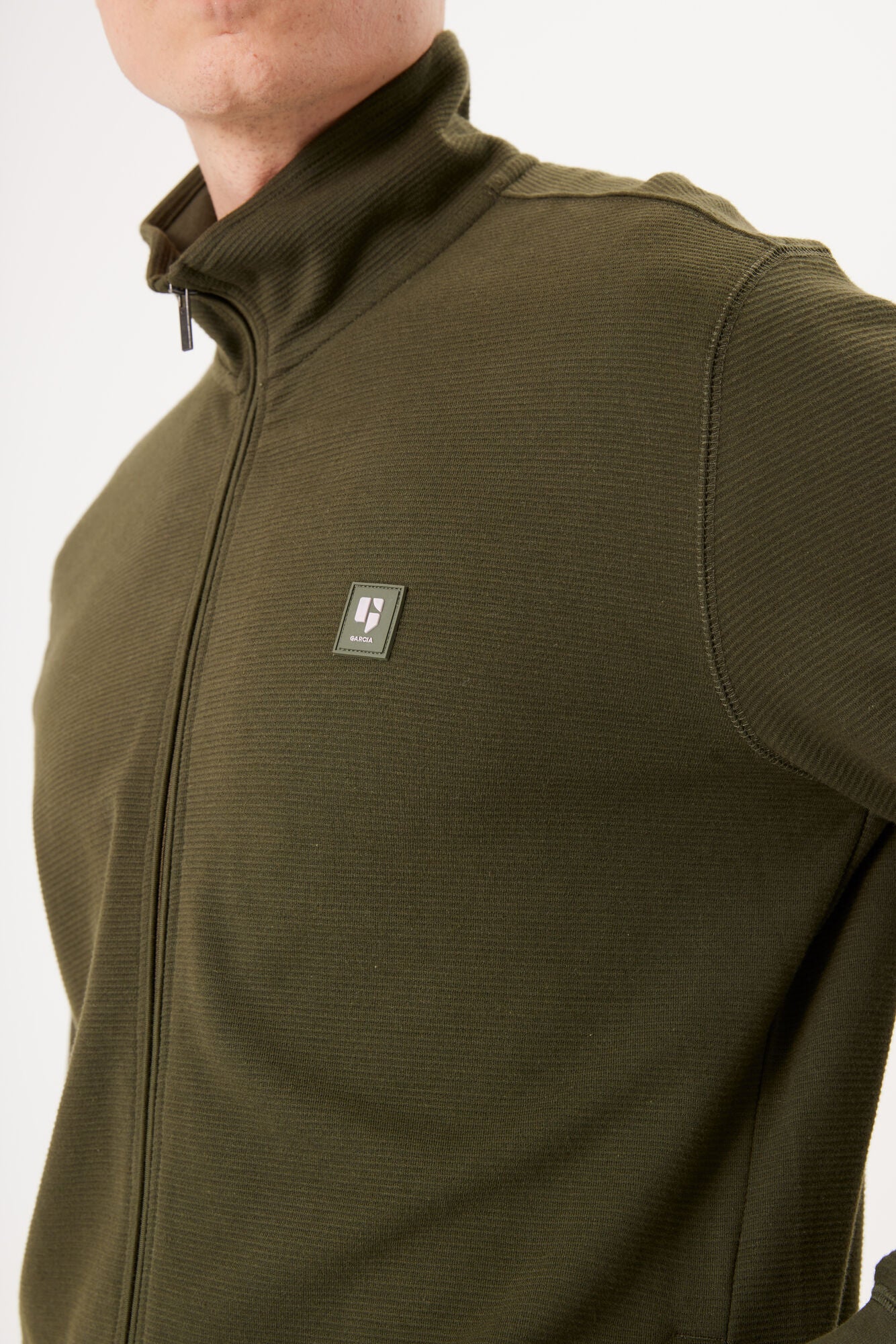 Garcia Jeans Cardigan con Cremallera Dark Green