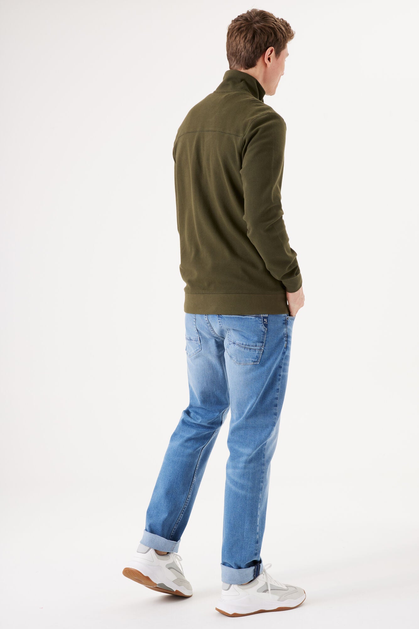 Garcia Jeans Cardigan con Cremallera Dark Green