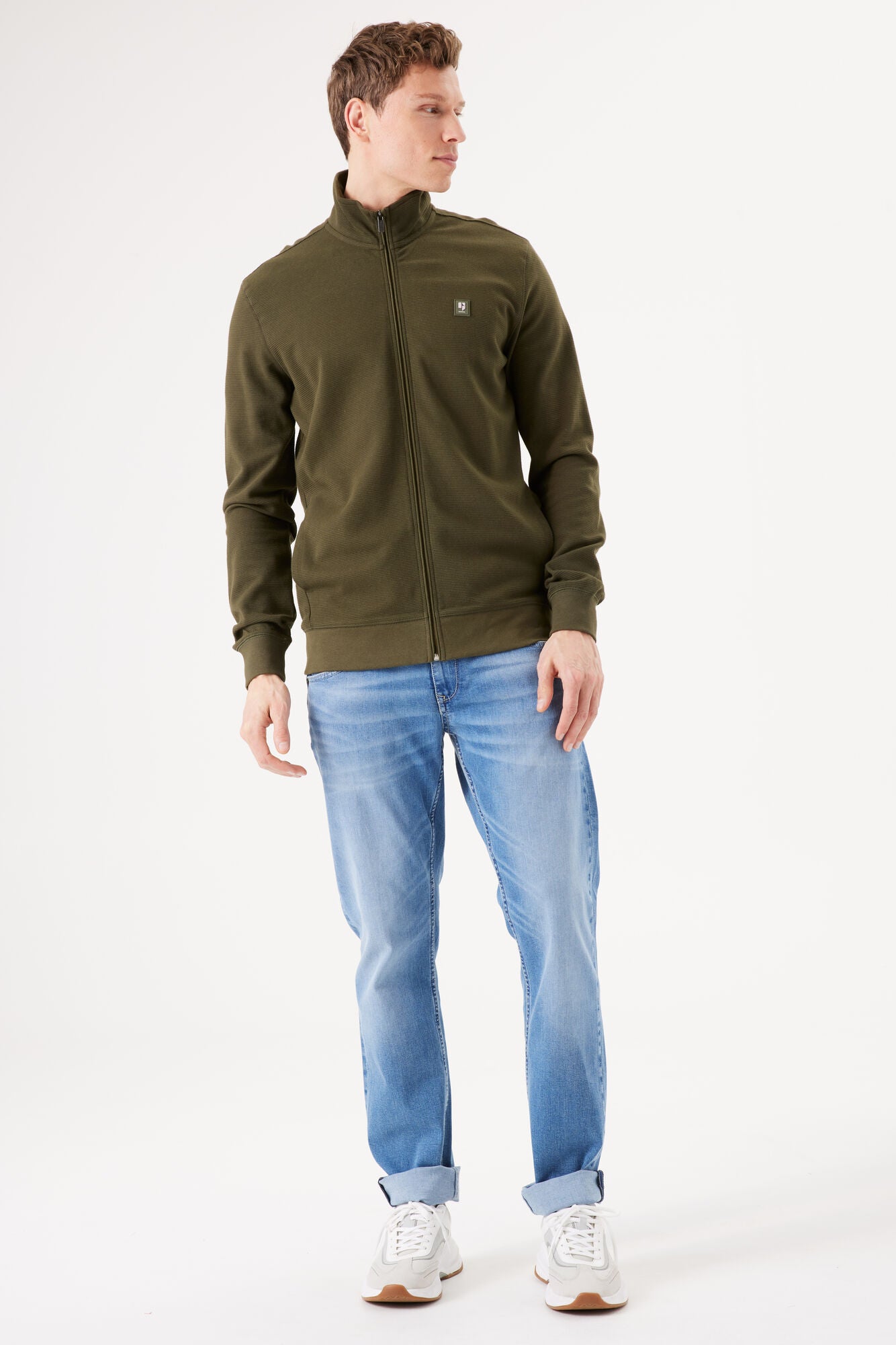Garcia Jeans Cardigan con Cremallera Dark Green