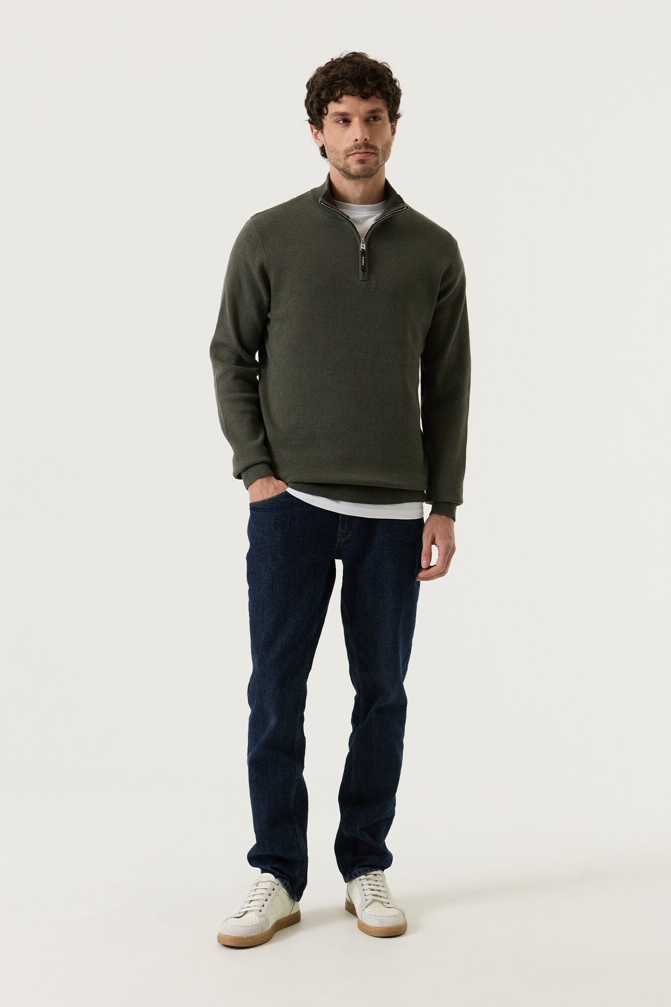 Garcia Jeans Sueter Cuello Cremallera Interbloqueo Faded Olive