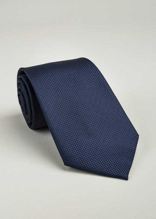 LC Corbata con  Falso Liso Lino Clemente Azul Marino