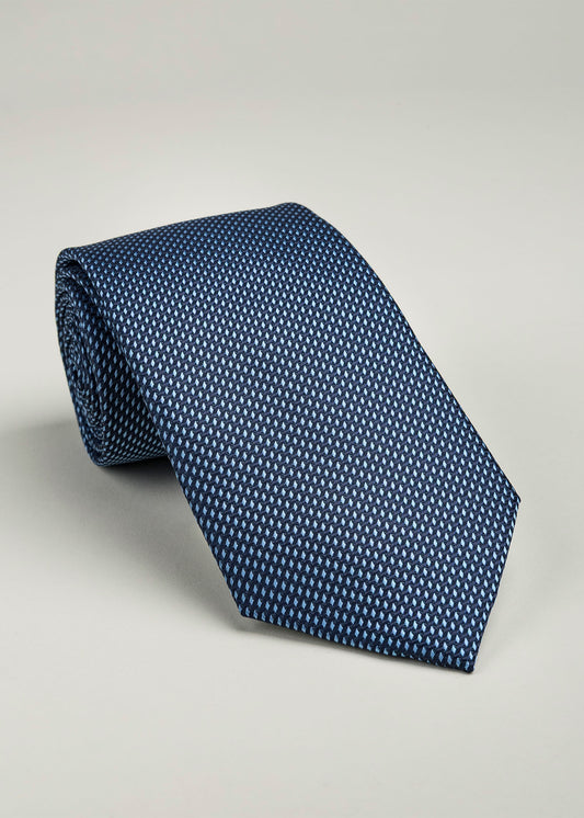 LC Corbata con  Falso Liso Lino Clemente Azul