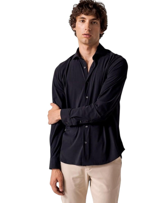 Dario Beltran Camisa Manga Larga Anillos Negra