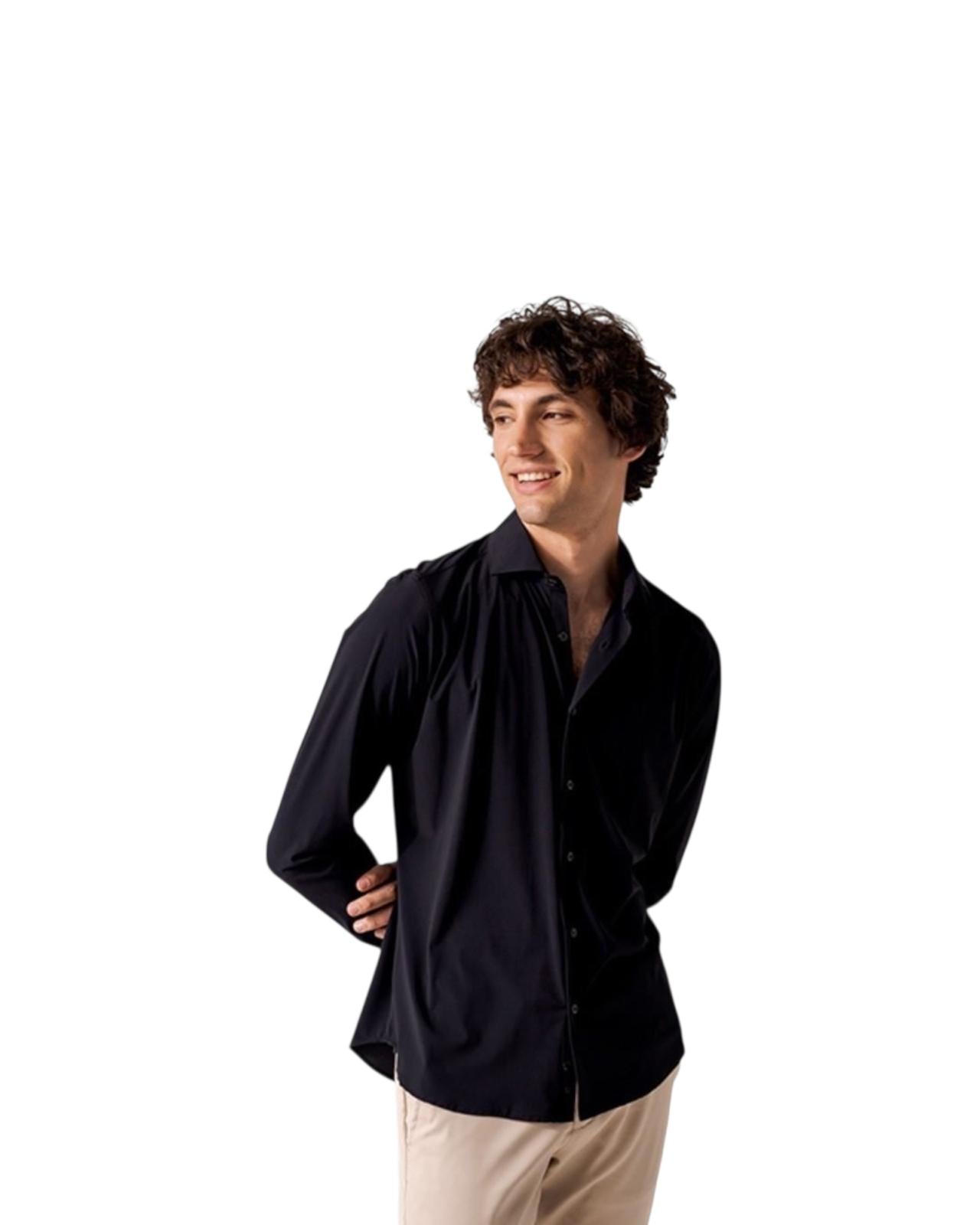 Dario Beltran Camisa Manga Larga Anillos Negra