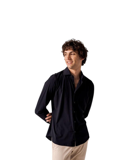 Dario Beltran Camisa Manga Larga Anillos Negra