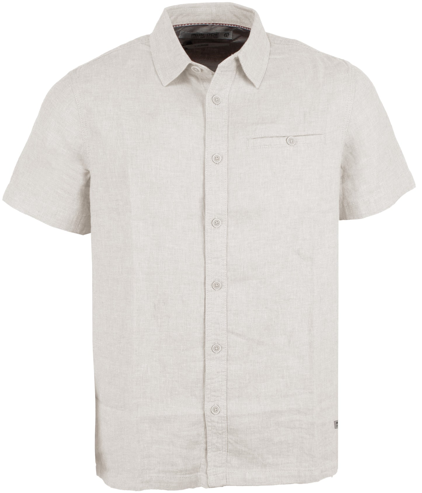 Indicode Jeans Camisa Manga Corta de Lino Intrope Fog