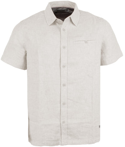Indicode Jeans Camisa Manga Corta de Lino Intrope Fog