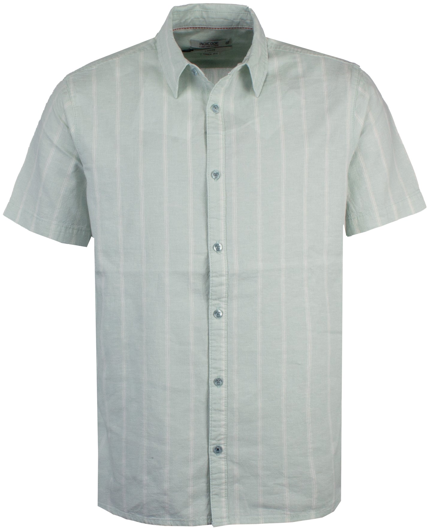 Indicode Jeans Camisa de Manga Corta y Lino Intryp Pastel Blue