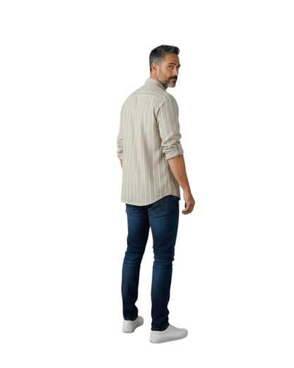 Indicode Jeans Camisa de Lino Intryp Kelp