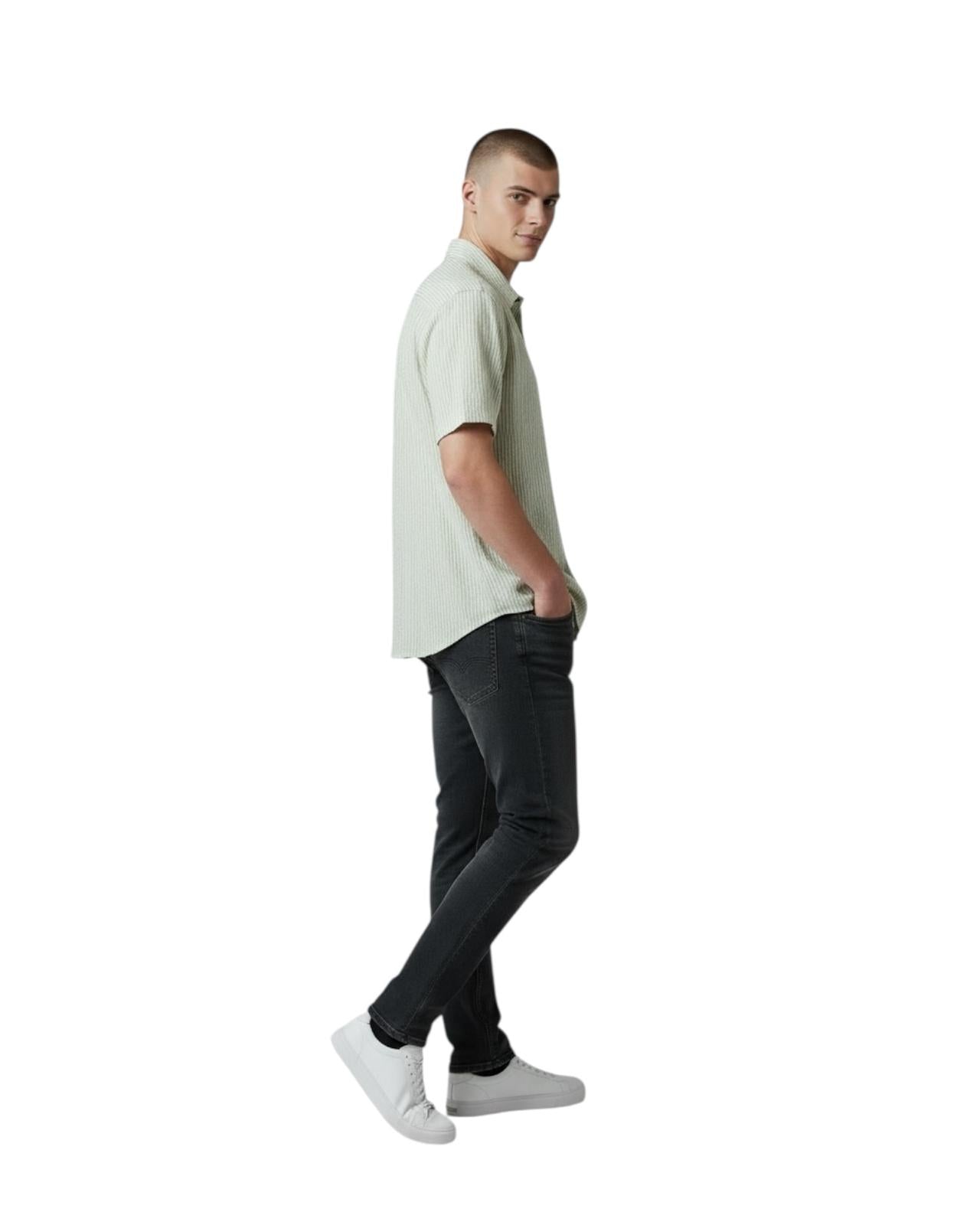 Indicode Jeans Camisa Manga Corta de Lino Inbimme Sea Spray