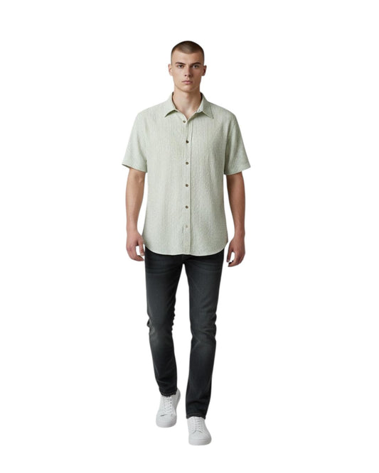 Indicode Jeans Camisa Manga Corta de Lino Inbimme Sea Spray