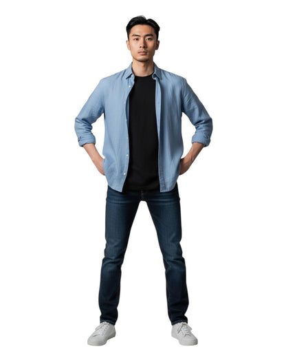 Indicode Jeans Camisa de Lino Incordyceps Parisian Blue