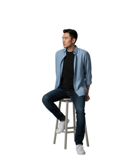 Indicode Jeans Camisa de Lino Incordyceps Parisian Blue