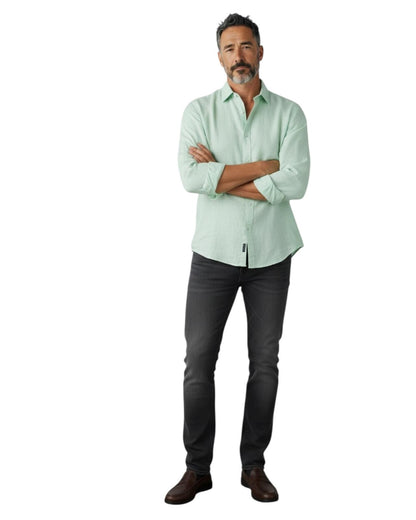 Indicode Jeans Camisa de Lino Incordyceps Quiet Wave