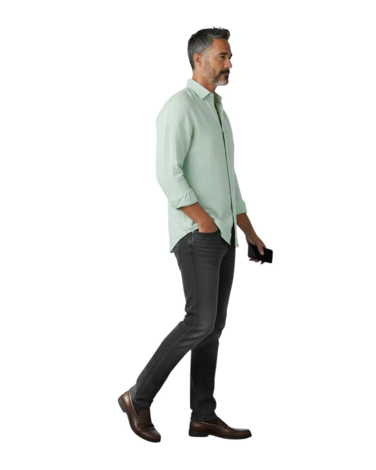 Indicode Jeans Camisa de Lino Incordyceps Quiet Wave