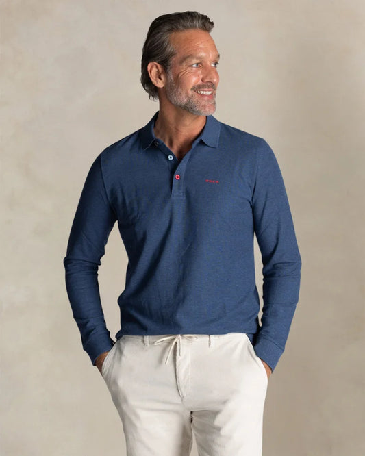 NZA Polo Manga Larga New Zealand Auckland Brillant Blue Melange