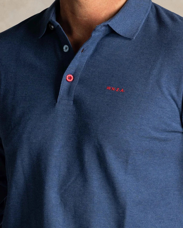 NZA Polo Manga Larga New Zealand Auckland Brillant Blue Melange
