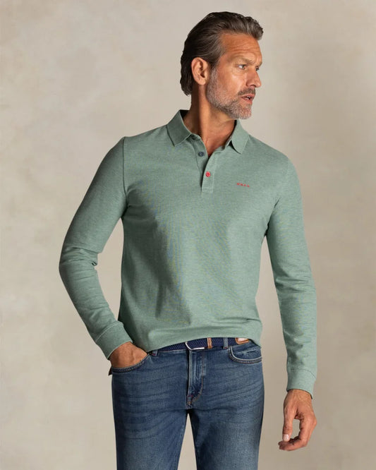 NZA Polo Manga Larga New Zealand Auckland Soft Green Melange