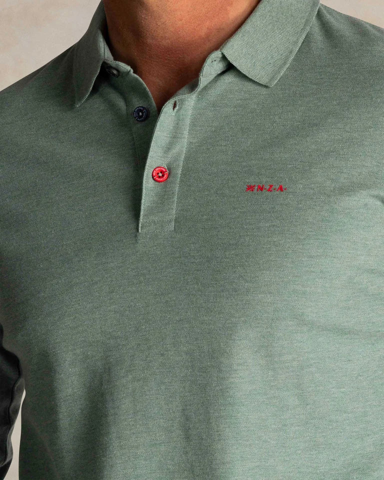 NZA Polo Manga Larga New Zealand Auckland Soft Green Melange