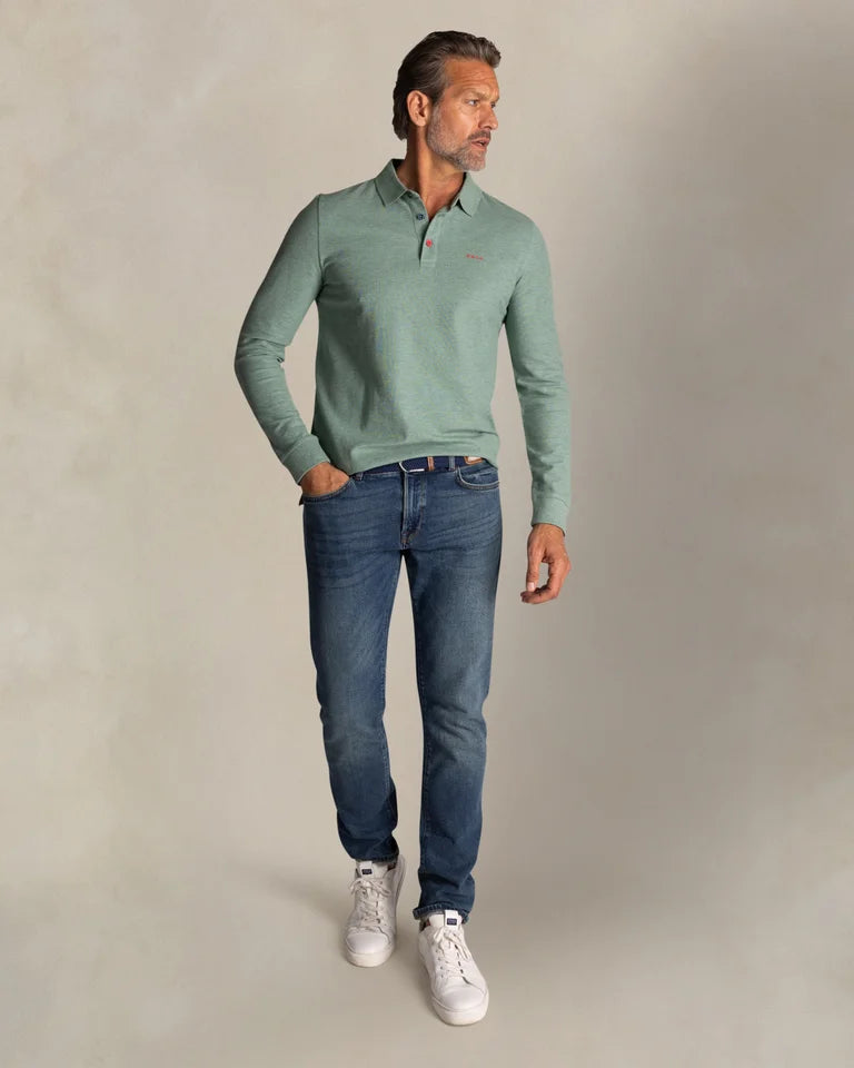 NZA Polo Manga Larga New Zealand Auckland Soft Green Melange