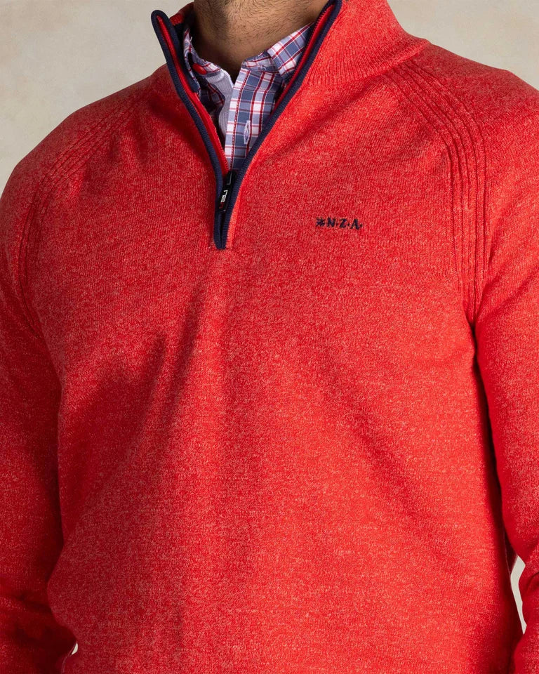 NZA Pullover Cuello Media Cremallera New Zealand Auckland Bright Red Melange