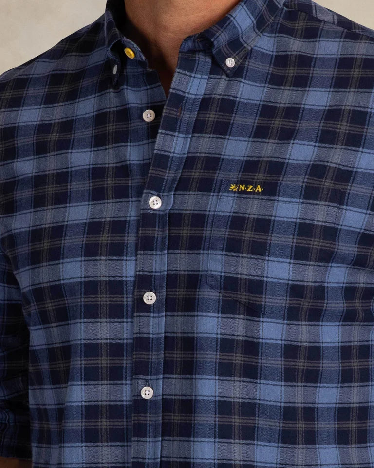 New Zealand Auckland Camisa de Franela de Cuadros Oxford Navy