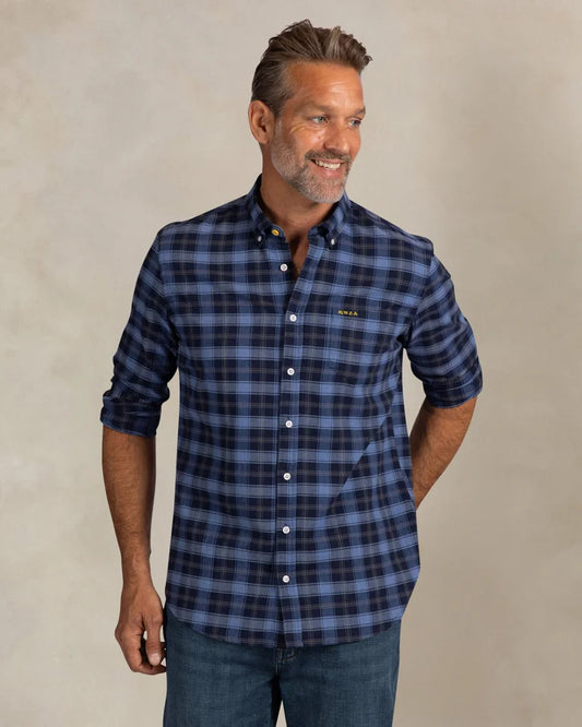 New Zealand Auckland Camisa de Franela de Cuadros Oxford Navy