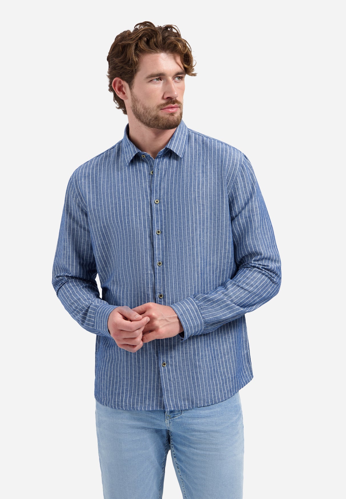 NXS Camisa Manga Larga de Lino No Excess Indigo Blue