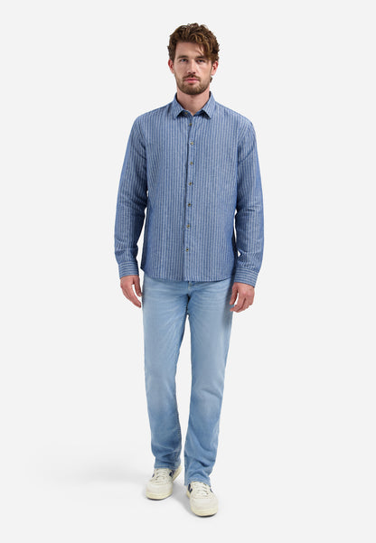 NXS Camisa Manga Larga de Lino No Excess Indigo Blue