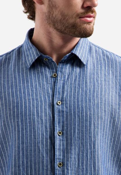 NXS Camisa Manga Larga de Lino No Excess Indigo Blue