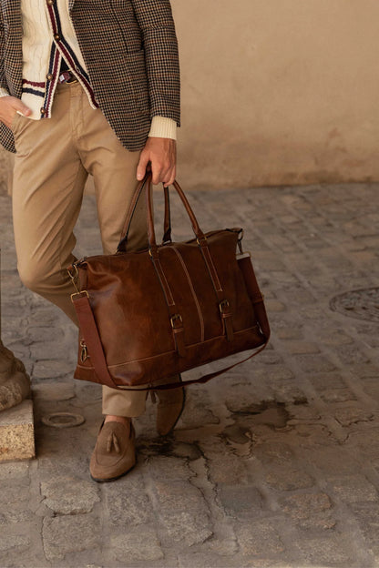 Bolsa de Viaje ALV Efecto Piel Marron