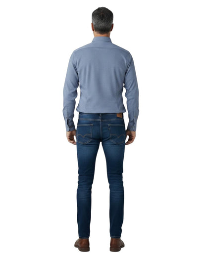 Dario Beltran Camisa Manga Larga Slim Regular Beber Azul