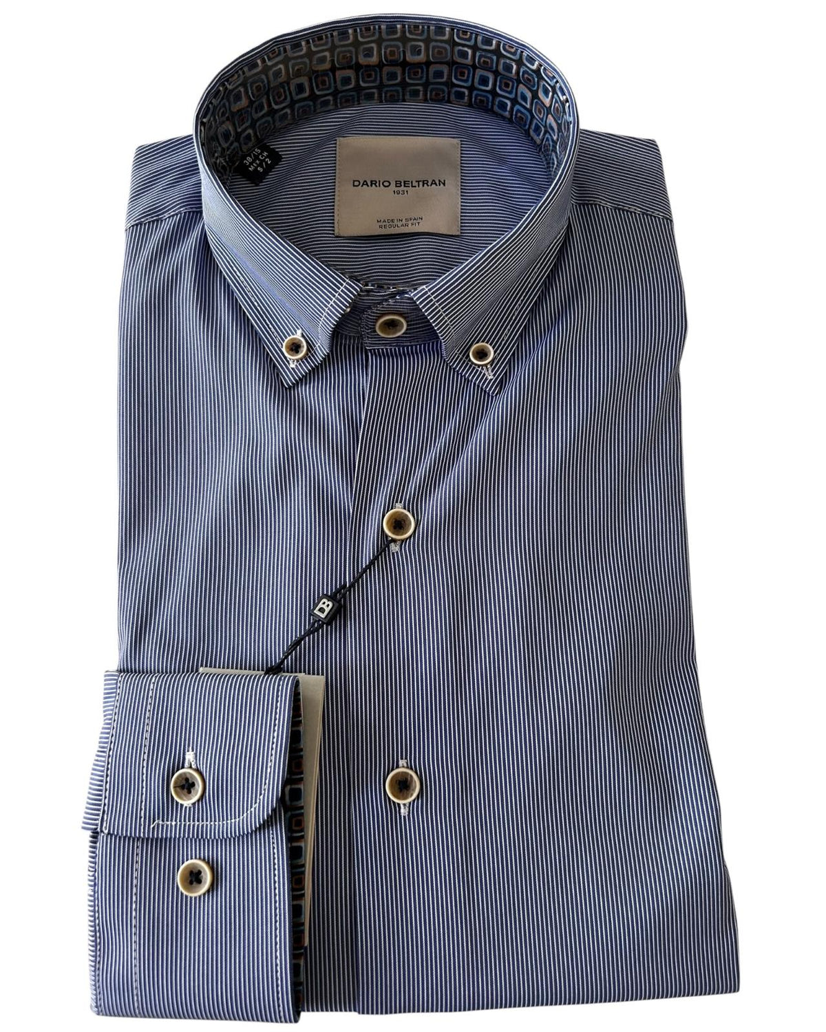Dario Beltran Camisa Manga Larga Slim Regular Beber Azul