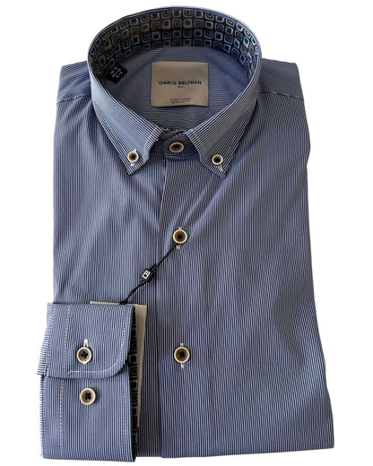 Dario Beltran Camisa Manga Larga Slim Regular Beber Azul