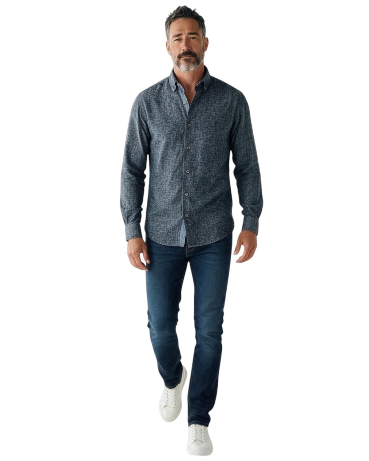 Dario Beltran Camisa Sin Planchado Caer Fly Azul Noche
