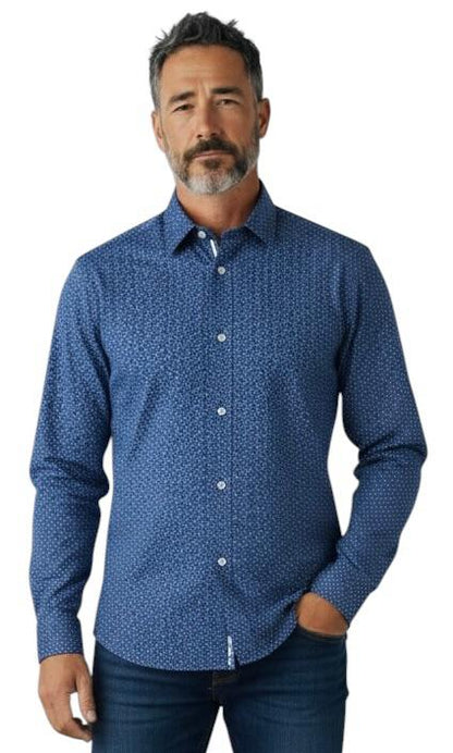 Dario Beltran Camisa Manga Larga Cama Azul